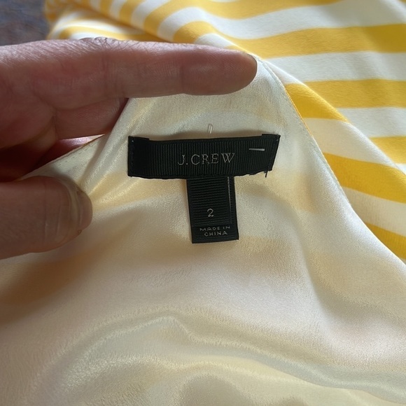 J. Crew Carrie 100% Silk Sleeveless In Yellow & White Midi Dress Size 2 - Picture 12 of 17